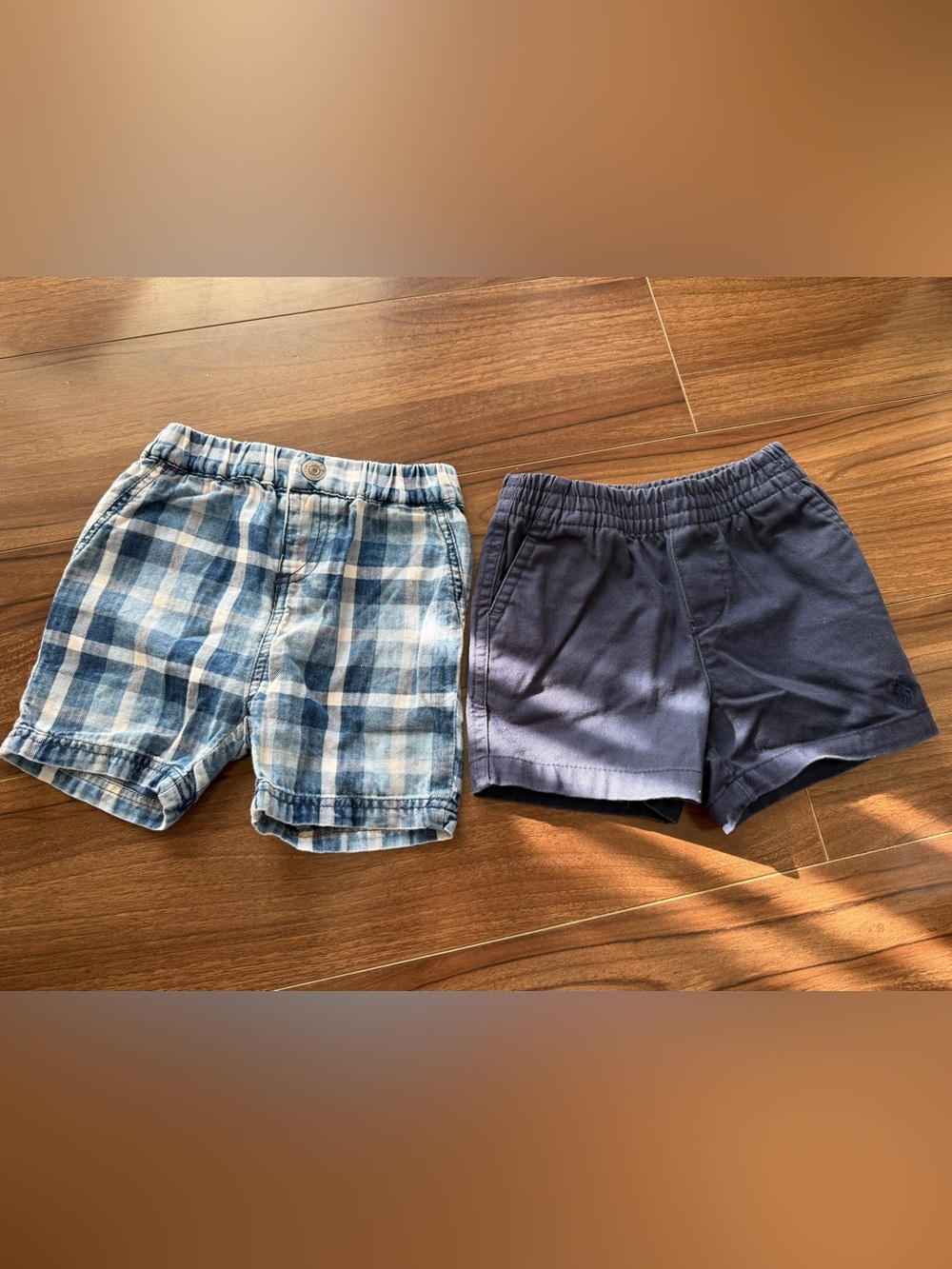 Ralph Lauren Light Blue Plaid and Guess Navy Kids Shorts - 2-Pack